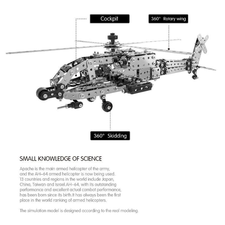 Blocchi di assemblaggio elicottero AH-64 in acciaio inox