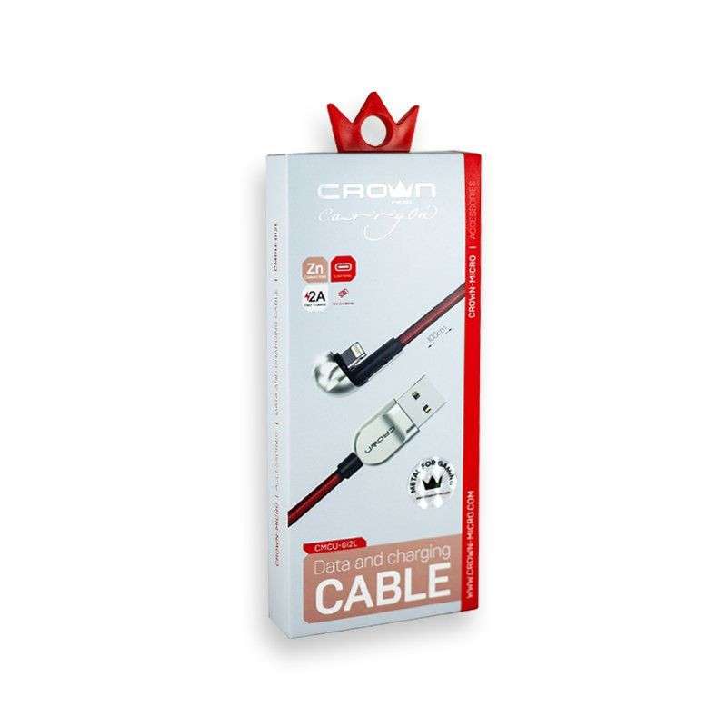 Cavo di ricarica e sincronizzazione telato 1m 2A USB Lightning Crown Micro 6941141601111 CMCU-012L
