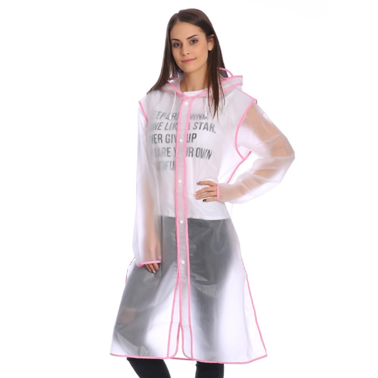 Poncho impermeabile EVA con cappello trasparente rosa L