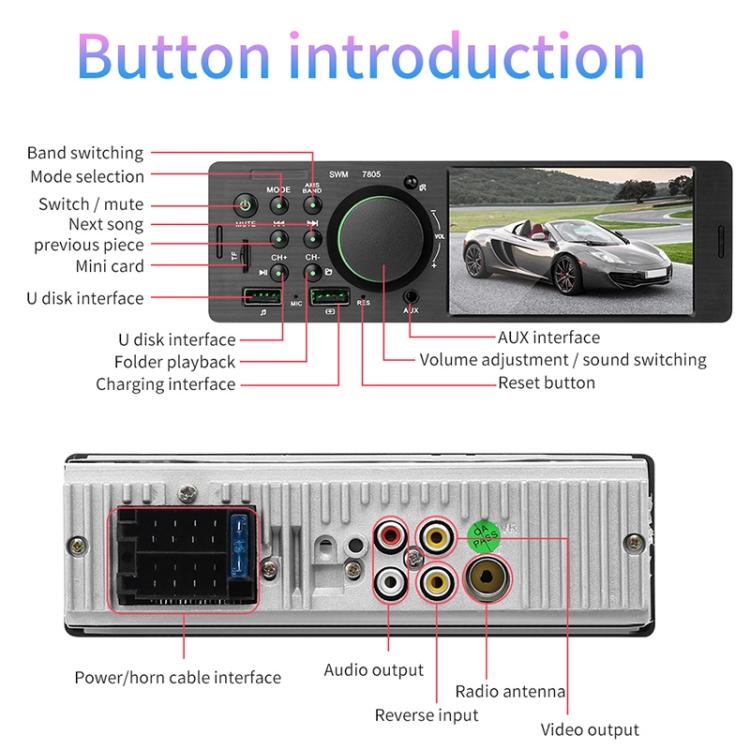 Ricevitore autoradio universale 4,1" Bluetooth MP5 con telecomand