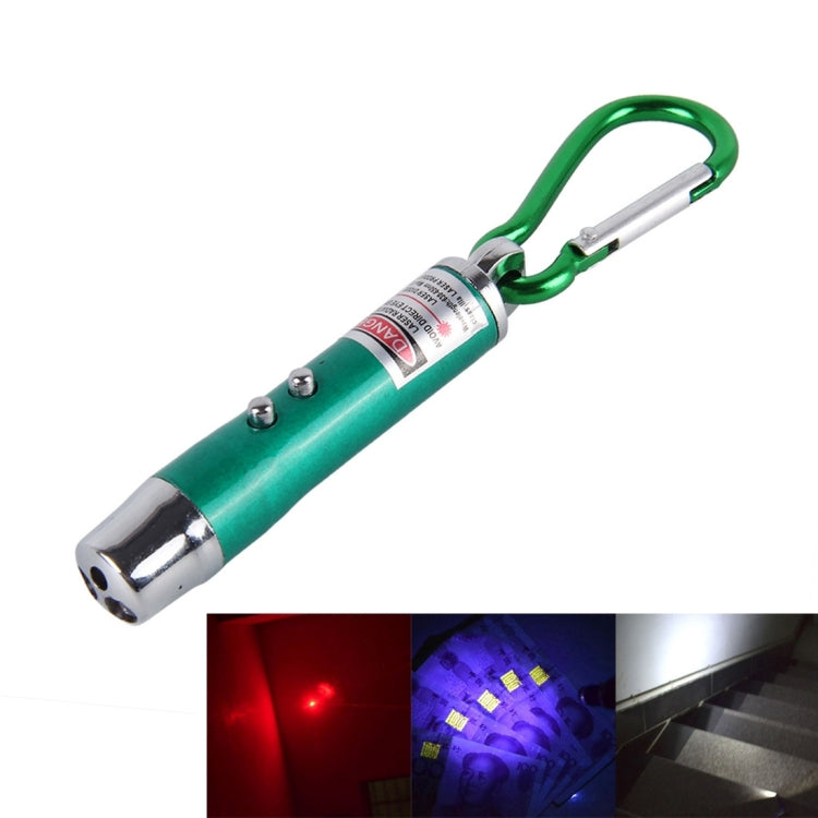 Set 2 portachiavi mini torcia LED e luce laser in metallo