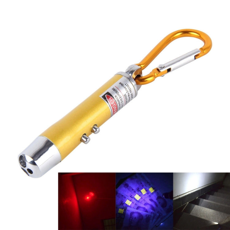 Set 2 portachiavi mini torcia LED e luce laser in metallo