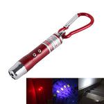 Set 2 portachiavi mini torcia LED e luce laser in metallo