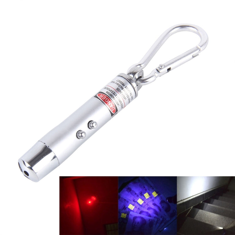 Set 2 portachiavi mini torcia LED e luce laser in metallo