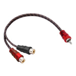 Cablaggio audio video auto 2 femmine a 1 maschio 26 cm