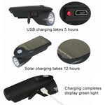 Luce anteriore solare USB 3W per bici e moto