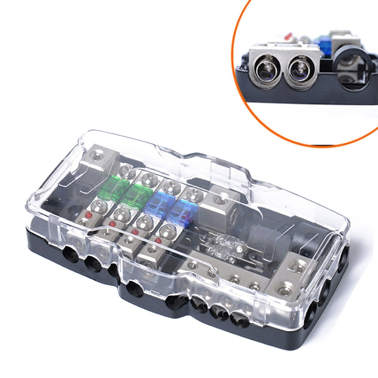 Blocco fusibili auto a 4 vie con LED e fusibili da 30A a 80A