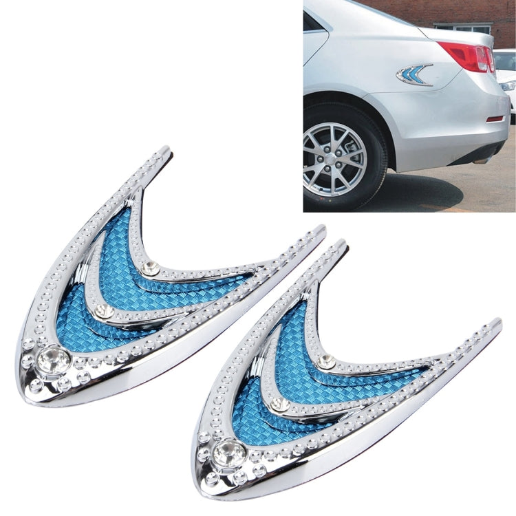2 adesivi decorativi in plastica per auto argento e blu