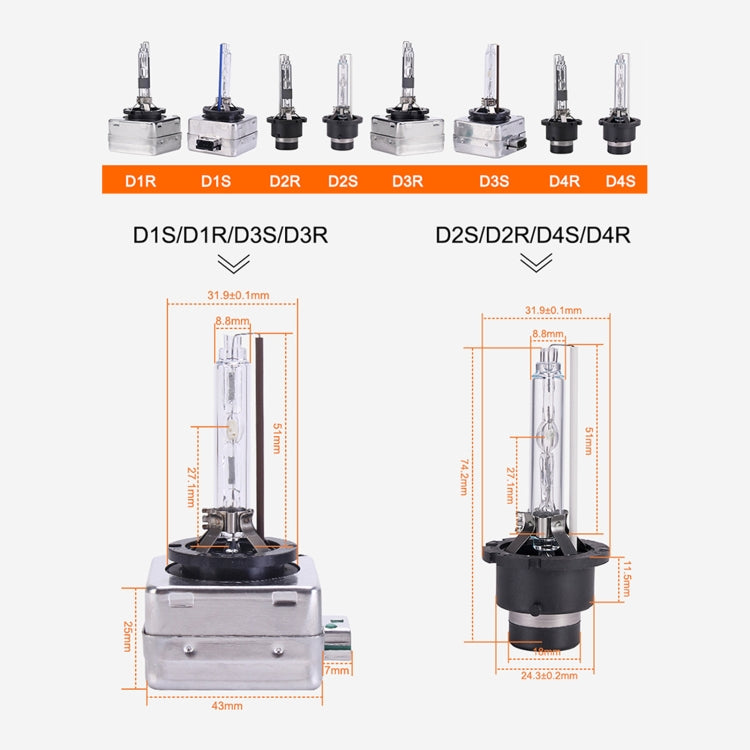 Lampadine HID D1R 35W 3800LM 8000K 12V per auto