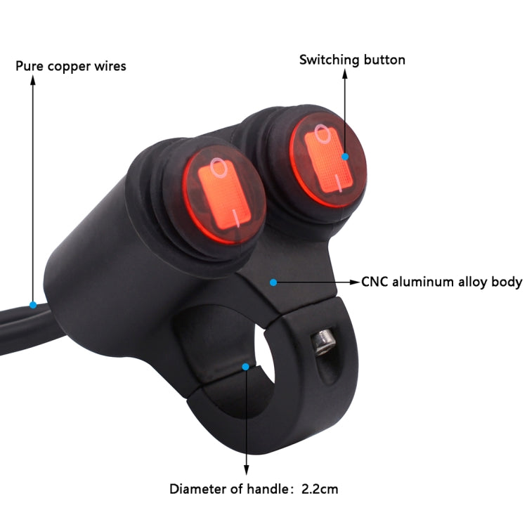 Interruttore doppio flash impermeabile 12V per fari moto