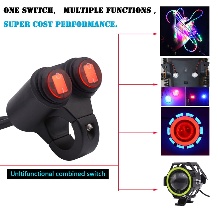 Interruttore doppio flash impermeabile 12V per fari moto