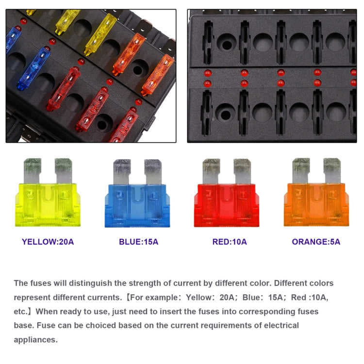 Kit portafusibili 1 in 8 uscite con LED indicatore