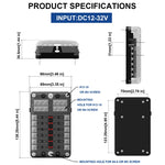 Kit portafusibili a lama 12 vie con indicatore LED
