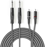 Cavo audio stereo 2x 6,35mm maschio a 2x maschio RCA 1.5m
