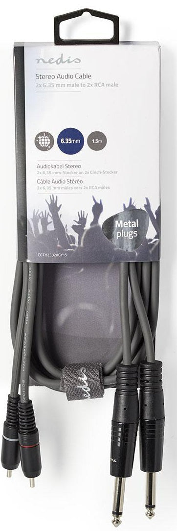 Cavo audio stereo 2x 6,35mm maschio-2x maschio RCA 1.5m COTH23320GY15 5412810295333 ND9166