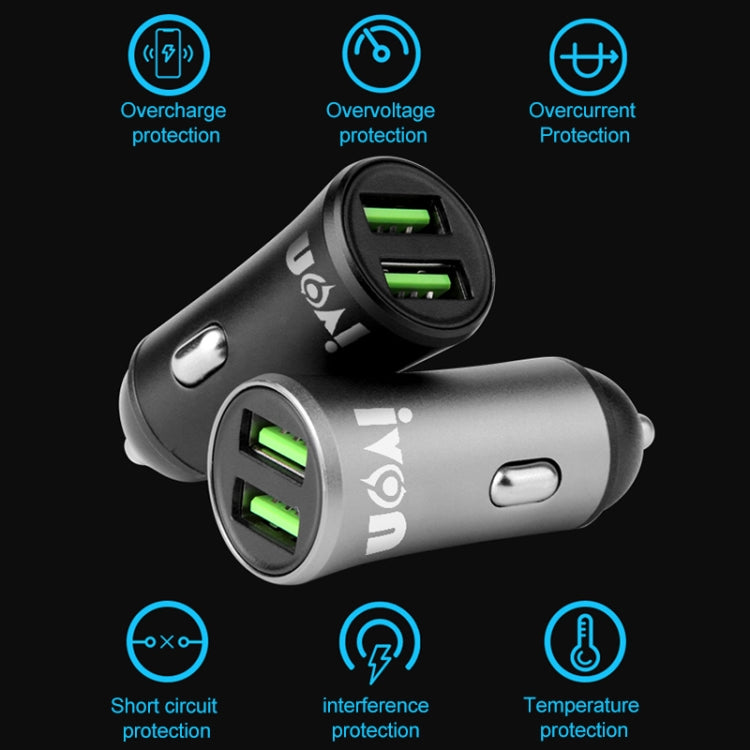Mini caricabatteria da auto IVON CC26 doppia porta USB 5V 2.1A