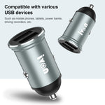IVON CC37 caricabatteria auto doppio USB 15W 3.1A