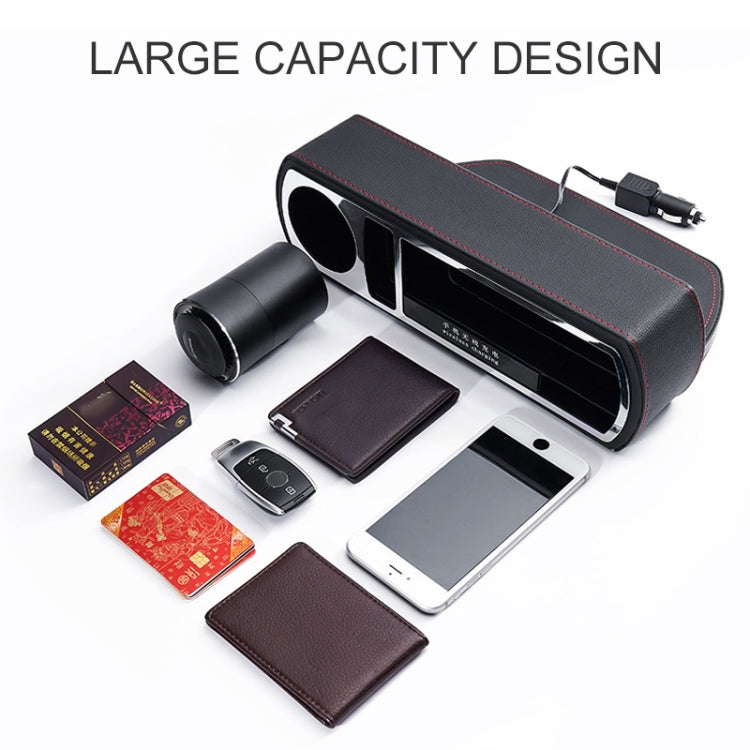 Console ricarica rapida wireless multifunzione per auto in pelle
