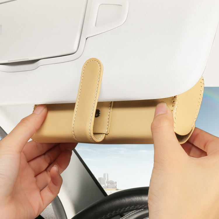 Custodia porta occhiali auto in pelle con chiusura magnetica