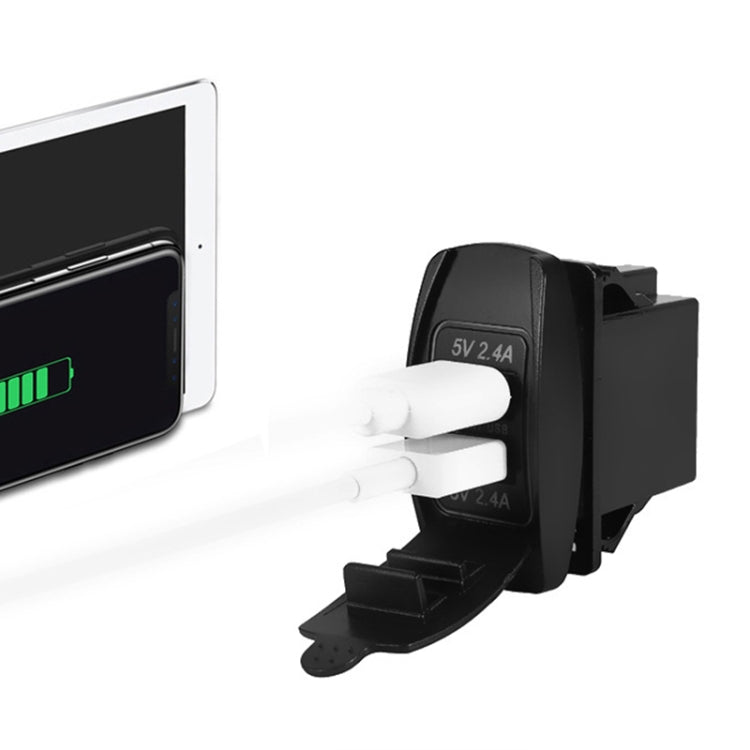 Caricabatterie auto doppia USB 4.8A con luce LED blu