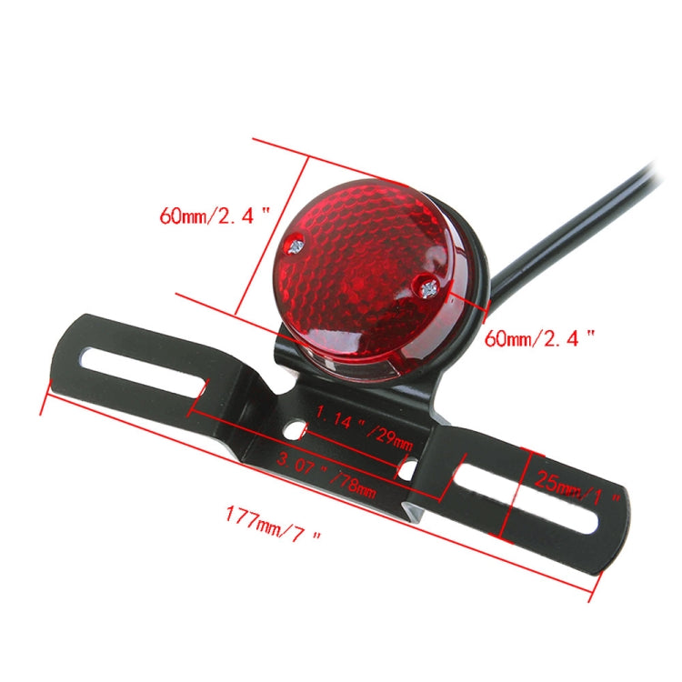 Luce freno rotonda retrò per moto 12V 35W con portatarga