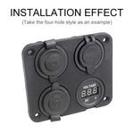 Pannello accendisigari 4 fori con voltmetro e USB per auto