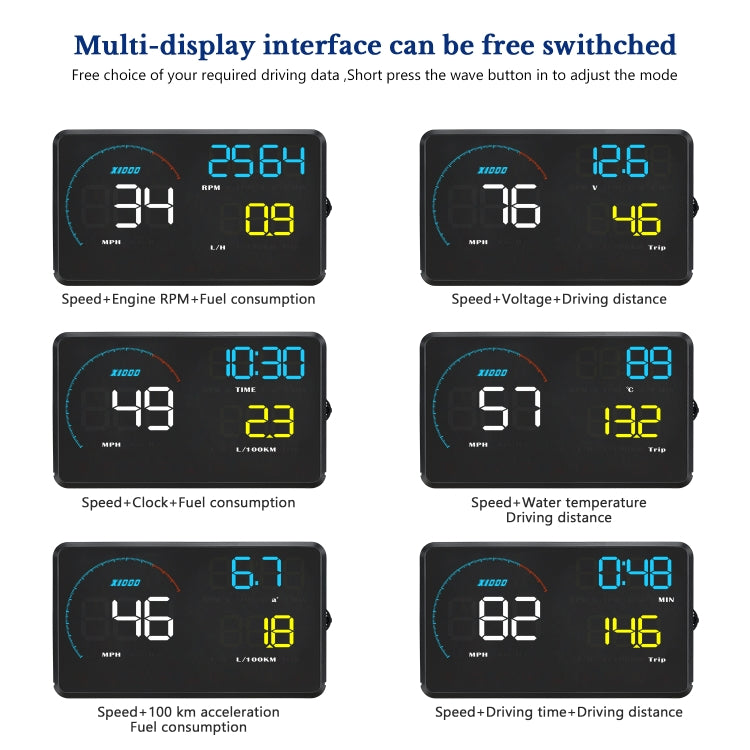 Display Head Up A9 HUD OBD2 universale 5,5 pollici