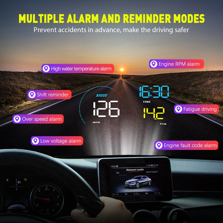 Display Head Up A9 HUD OBD2 universale 5,5 pollici