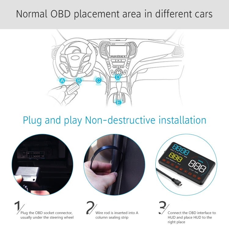 Display Head Up A9 HUD OBD2 universale 5,5 pollici
