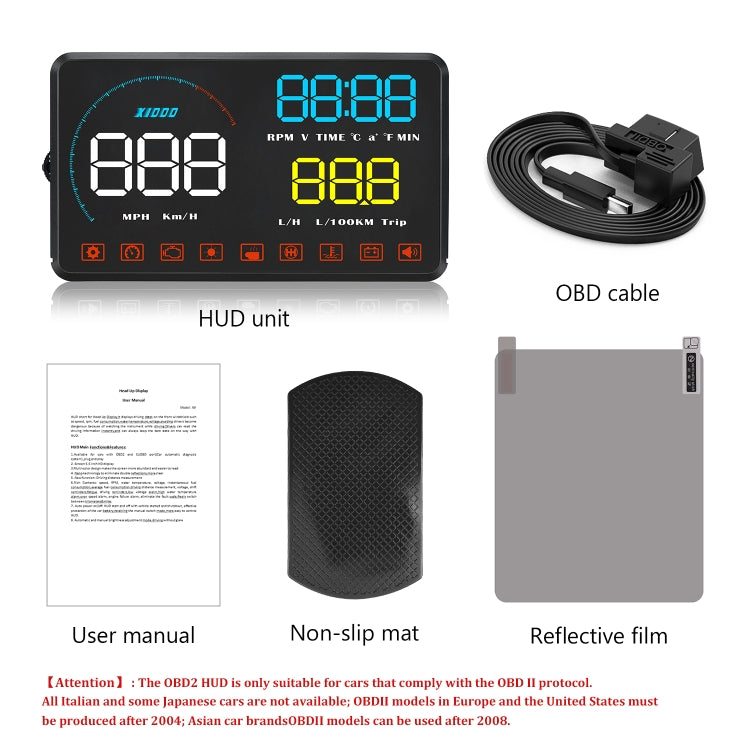 Display Head Up A9 HUD OBD2 universale 5,5 pollici