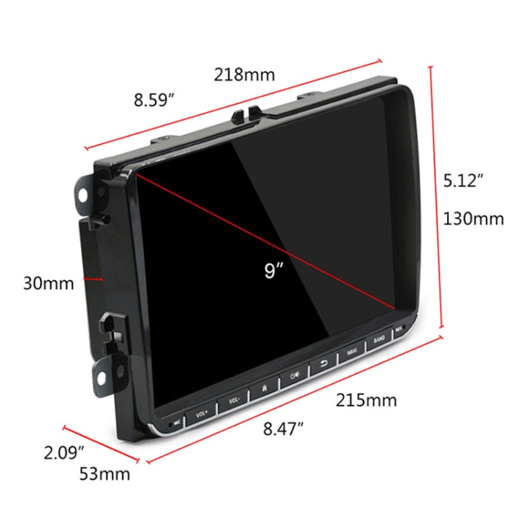 Lettore MP5 Android 9" 2 DIN per auto Volkswagen