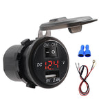 Adattatore USB auto 2.4A con voltmetro digitale e cavo 60 cm