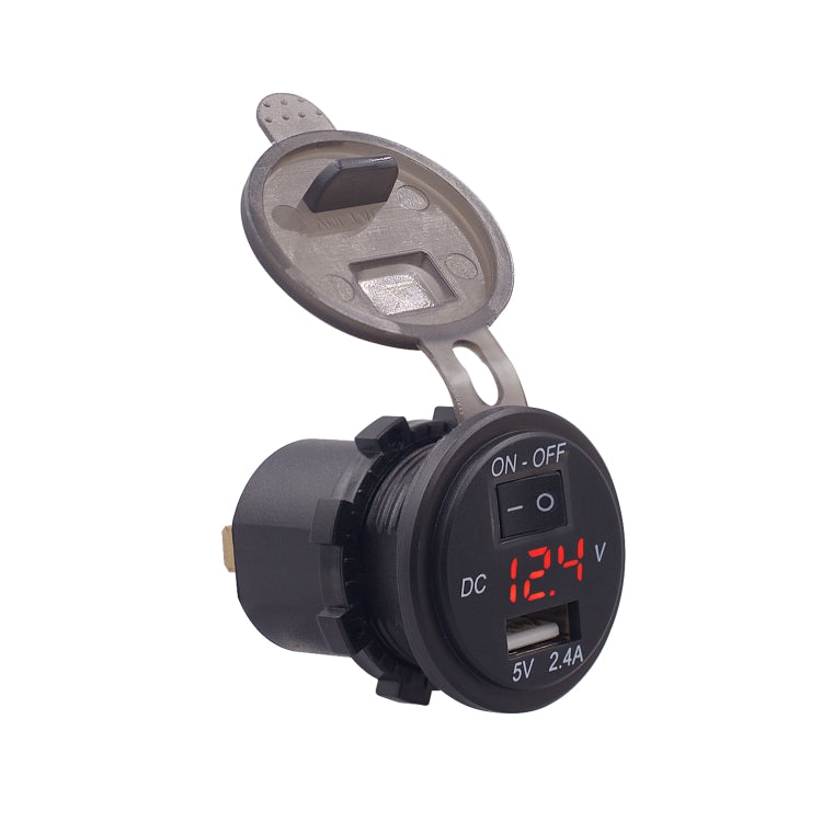 Adattatore USB auto 2.4A con voltmetro digitale e cavo 60 cm