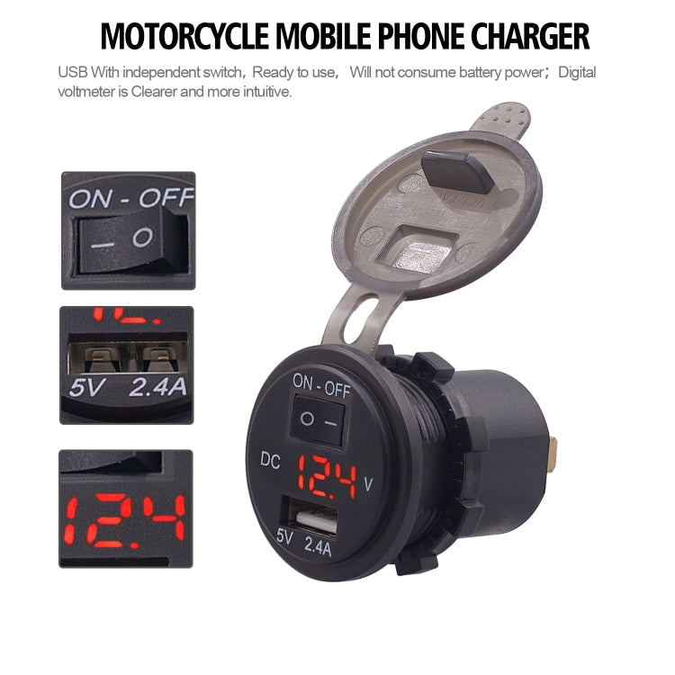 Adattatore USB auto 2.4A con voltmetro digitale e cavo 60 cm