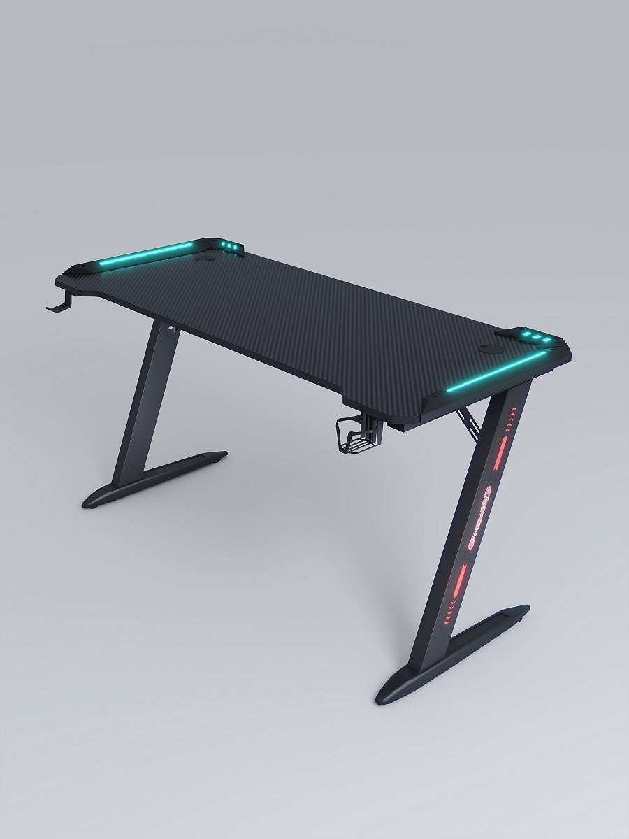 Scrivania da gaming 120x60x74 con luci RGB e accessori