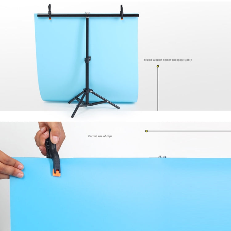 Kit di supporto per fondale per studio fotografico a forma di T da 70 x 200 cm, supporto per fondale, con fondali neri/bianchi da 70 x 140 cm., 70x200cm with Backdrops