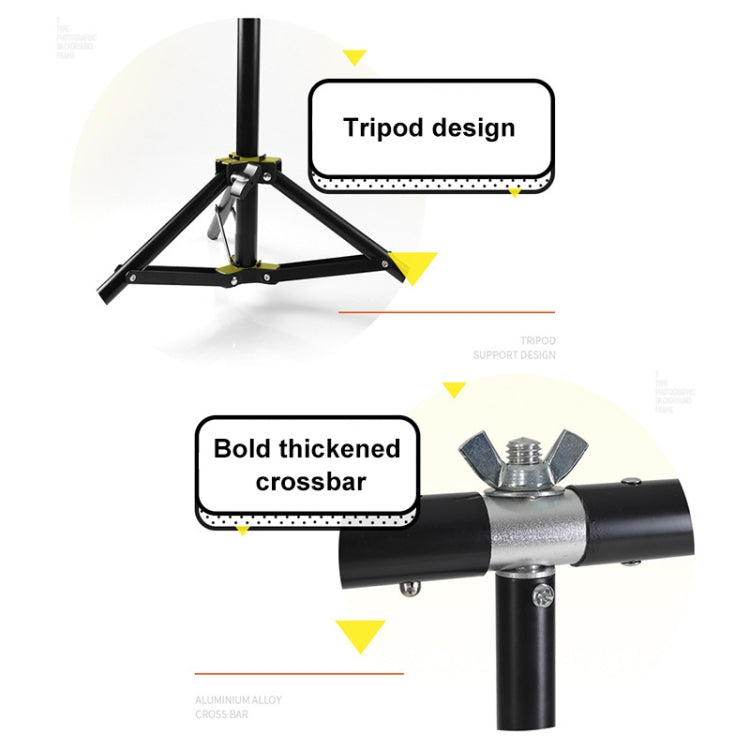 Kit di supporto per fondale per studio fotografico a forma di T da 70 x 200 cm, supporto per fondale, con fondali neri/bianchi da 70 x 140 cm., 70x200cm with Backdrops