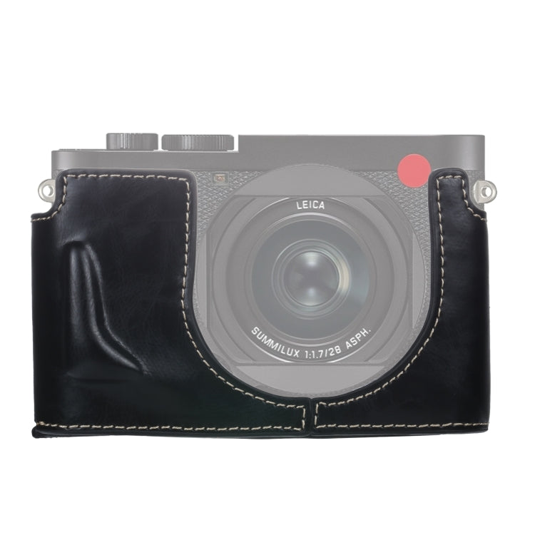 Base mezza custodia per fotocamera in pelle PU con filettatura da 1/4 di pollice per Leica Q2, For Leica Q2