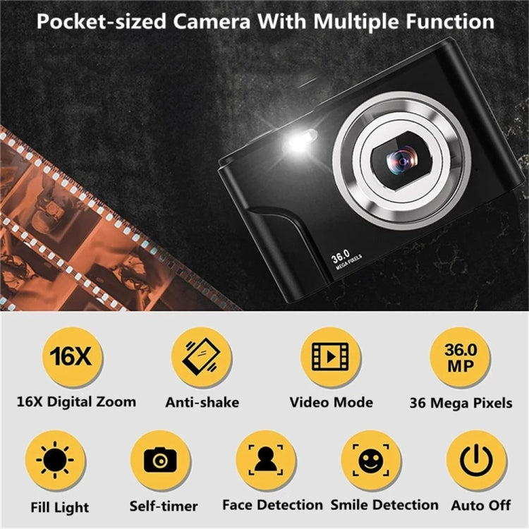 Fotocamera digitale per bambini 36MP 16X zoom 2,7" Full HD