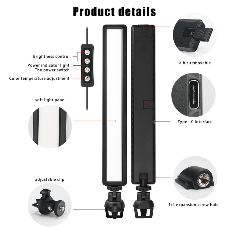 LUXCeO WS66 USB LED Luce video live 2500K-9000K Luce di riempimento per conferenze portatili bicolore, WS66