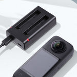 Caricabatterie USB a Doppia Batteria con Cavo e Indicatore Luminoso (Nero) per Insta360 X3 DCA2121B 20050