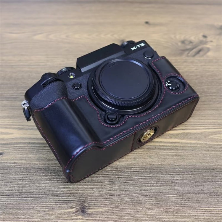 Per FUJIFILM X-T5 Base mezza custodia per fotocamera in pelle PU con filettatura da 1/4 di pollice, For FUJIFILM X-T5