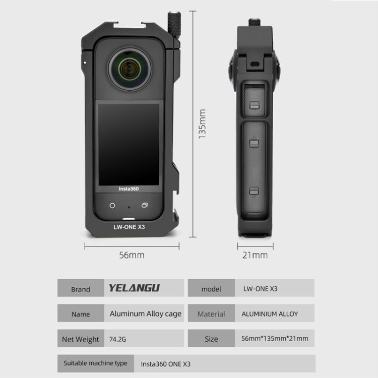 Custodia con gabbia metallica per Insta360 X3 LW-ONE X3