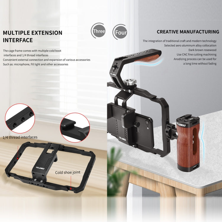 YELANGU LW101Vlogging Live Broadcast Smartphone Video Rig gestisce i kit di stabilizzatori, LW101