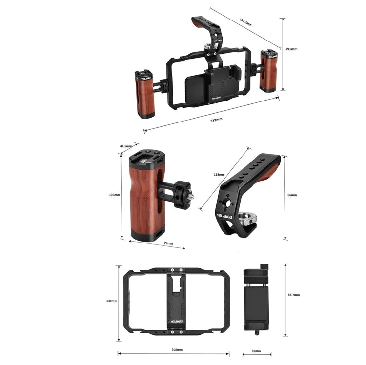 YELANGU LW101Vlogging Live Broadcast Smartphone Video Rig gestisce i kit di stabilizzatori, LW101