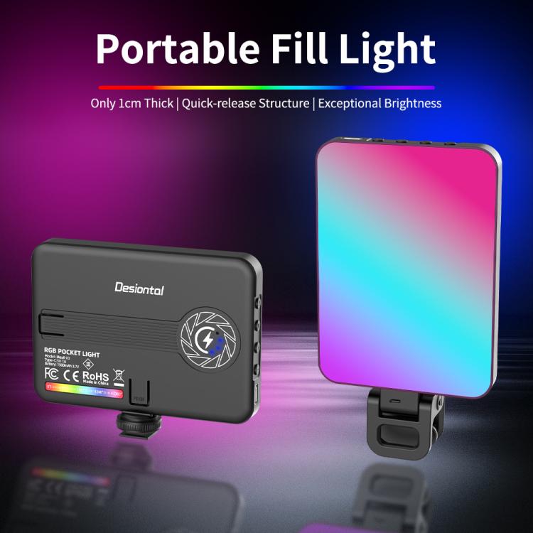 Luce video LED tascabile Desiontal iReal-X3 Slim RGB Fill Light 2500K-9000K, iReal-X3
