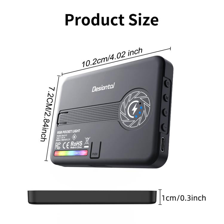 Luce video LED tascabile Desiontal iReal-X3 Slim RGB Fill Light 2500K-9000K, iReal-X3