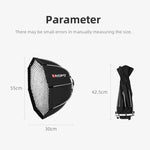 TRIOPO KS55 Diffusore Softbox parabolico Speedlite Flash ottagonale da 55 cm con maniglia per montaggio su staffa, KS55