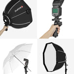 TRIOPO KS55 Diffusore Softbox parabolico Speedlite Flash ottagonale da 55 cm con maniglia per montaggio su staffa, KS55