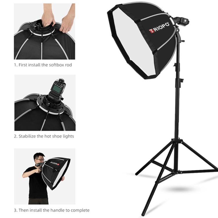 TRIOPO KS55 Diffusore Softbox parabolico Speedlite Flash ottagonale da 55 cm con maniglia per montaggio su staffa, KS55